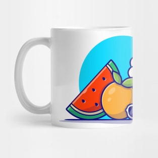 Watermelon, Orange, Ice Cream And Glasses Cartoon Vector Icon Illustration Mug